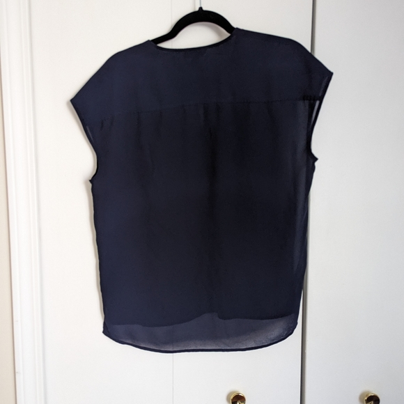 J. Crew Navy Chiffon Blouse, Size 2 (Medium) - Picture 4 of 4